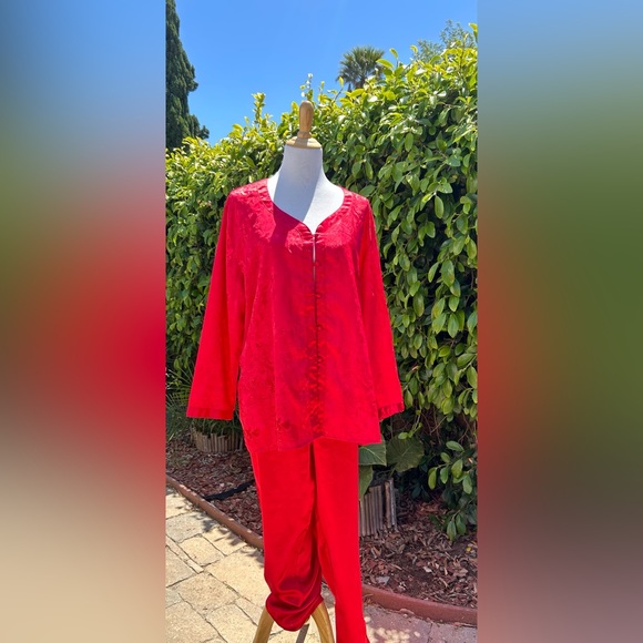Vintage retro VICTORIAS SECRET red demask L Pajama Set - Picture 5 of 8